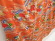 Photo3: 5523T08z600 Antique Japanese Kimono Silk KOMON Flowers Dark orange (3)
