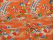 Photo5: 5523T08z600 Antique Japanese Kimono Silk KOMON Flowers Dark orange (5)
