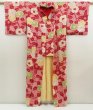 Photo8: 5523T09z520 Antique Japanese Kimono Silk KOMON Camellia Wine red (8)