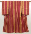 Photo1: 5523T11z670 Antique Japanese Kimono Silk TSUMUGI  Wine red (1)