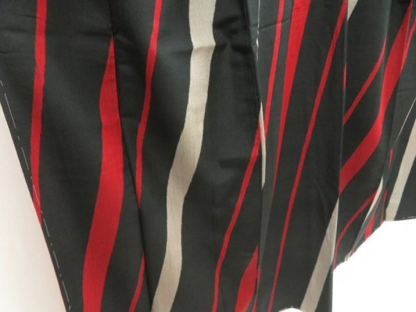 Photo3: 5523T13z850 Vintage Japanese Kimono Silk OMESHI KOMON  Black (3)