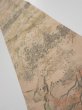 Photo2: 3J10z30  Japanese Kimono Crepe Silk  FABRIC Scenery Light brown 38.2x6.7 (2)