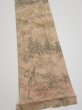Photo3: 3J10z30  Japanese Kimono Crepe Silk  FABRIC Scenery Light brown 38.2x6.7 (3)