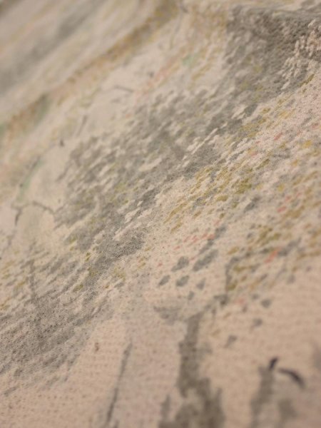 Photo5: 3J10z30  Japanese Kimono Crepe Silk  FABRIC Scenery Light brown 38.2x6.7 (5)