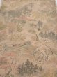 Photo1: 3J02z60  Japanese Kimono Crepe Silk  FABRIC Scenery Light brown 41.3x14.6 (1)