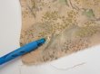 Photo6: 3J06z90  Japanese Kimono Crepe Silk  FABRIC Scenery Light brown 65.4x14.4 (6)