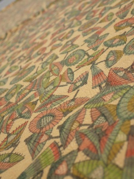 Photo4: 3J02z40  Japanese Kimono Silk  FABRIC Umbrella Cream yellow 41.7x14.0 (4)