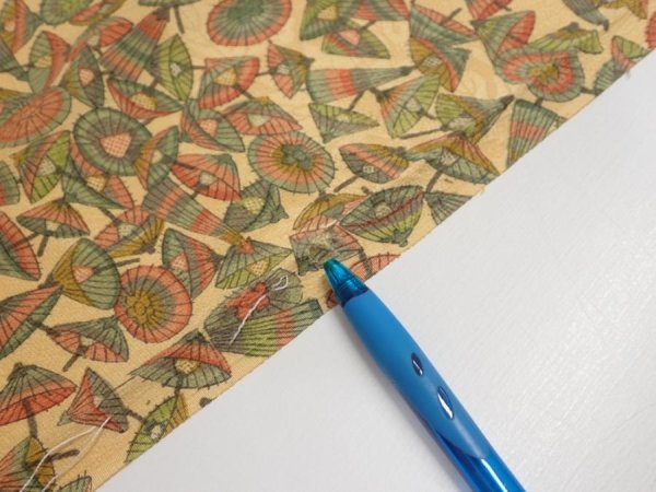 Photo9: 3J02z40  Japanese Kimono Silk  FABRIC Umbrella Cream yellow 41.7x14.0 (9)