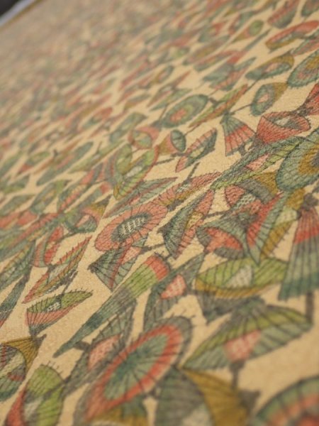 Photo4: 3J04z60  Japanese Kimono Silk  FABRIC Umbrella Cream yellow 59.8x14.0 (4)