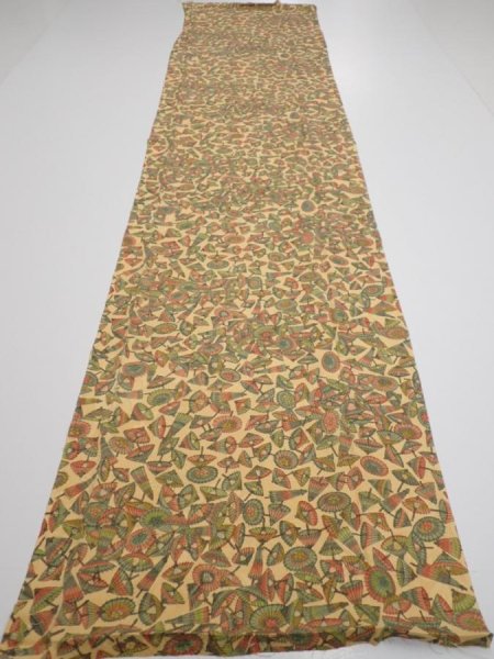 Photo5: 3J06z60  Japanese Kimono Silk  FABRIC Umbrella Cream yellow 59.8x14.0 (5)