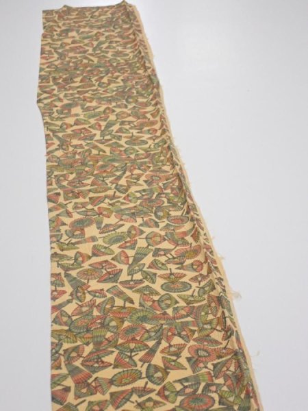 Photo3: 3J07z30  Japanese Kimono Silk  FABRIC Umbrella Cream yellow 52.0x7.1 (3)