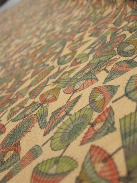 Photo4: 3J07z30  Japanese Kimono Silk  FABRIC Umbrella Cream yellow 52.0x7.1 (4)