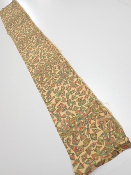 Photo5: 3J07z30  Japanese Kimono Silk  FABRIC Umbrella Cream yellow 52.0x7.1 (5)