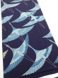 Photo1: 3J03z100  Japanese Kimono Silk  FABRIC Flying crane Dark navy 69.3x14.4 (1)