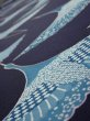 Photo3: 3J03z100  Japanese Kimono Silk  FABRIC Flying crane Dark navy 69.3x14.4 (3)