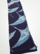 Photo2: 3J07z50  Japanese Kimono Silk  FABRIC Flying crane Dark navy 63.4x7.1 (2)