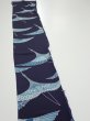 Photo3: 3J07z50  Japanese Kimono Silk  FABRIC Flying crane Dark navy 63.4x7.1 (3)