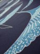 Photo4: 3J07z50  Japanese Kimono Silk  FABRIC Flying crane Dark navy 63.4x7.1 (4)