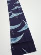 Photo2: 3J09z60  Japanese Kimono Silk  FABRIC Flying crane Dark navy 86.6x7.1 (2)