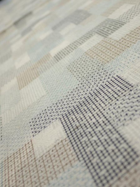 Photo4: 3J01z50  Japanese Kimono Silk TSUMUGI FABRIC  Off-white 39.8x14.4 (4)