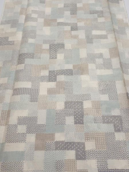 Photo1: 3J04z80  Japanese Kimono Silk TSUMUGI FABRIC  Off-white 63.8x14.6 (1)