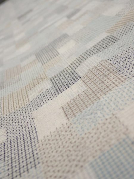 Photo4: 3J05z80  Japanese Kimono Silk TSUMUGI FABRIC  Off-white 63.8x14.4 (4)