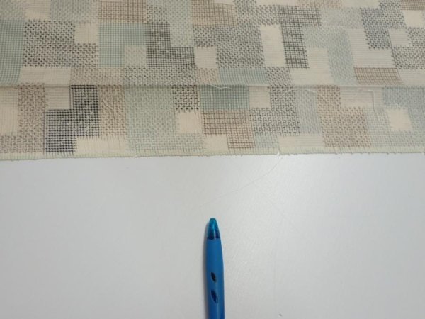 Photo6: 3J06z80  Japanese Kimono Silk TSUMUGI FABRIC  Off-white 63.8x14.6 (6)