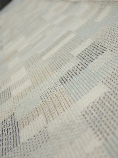 Photo4: 3J07z40  Japanese Kimono Silk TSUMUGI FABRIC  Off-white 58.7x7.3 (4)