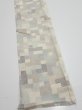 Photo2: 3J08z40  Japanese Kimono Silk TSUMUGI FABRIC  Off-white 59.1x7.3 (2)