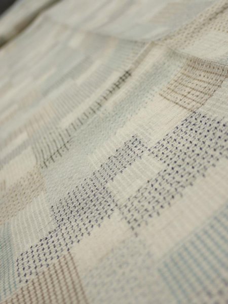 Photo4: 3J09z50  Japanese Kimono Silk TSUMUGI FABRIC  Off-white 79.9x7.1 (4)