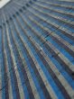 Photo1: 3J01z50  Japanese Kimono Silk TSUMUGI FABRIC Stripe Dark blue 41.3x15.0 (1)