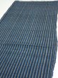 Photo4: 3J01z50  Japanese Kimono Silk TSUMUGI FABRIC Stripe Dark blue 41.3x15.0 (4)