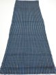 Photo5: 3J02z50  Japanese Kimono Silk TSUMUGI FABRIC Stripe Dark blue 42.1x14.8 (5)