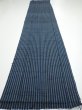 Photo5: 3J04z90  Japanese Kimono Silk TSUMUGI FABRIC Stripe Dark blue 65.4x14.8 (5)