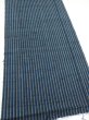 Photo3: 3J05z80  Japanese Kimono Silk TSUMUGI FABRIC Stripe Dark blue 66.1x14.8 (3)