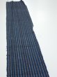 Photo3: 3J07z40  Japanese Kimono Silk TSUMUGI FABRIC Stripe Dark blue 60.6x7.3 (3)