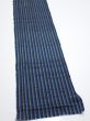 Photo2: 3J08z40  Japanese Kimono Silk TSUMUGI FABRIC Stripe Dark blue 60.6x7.3 (2)