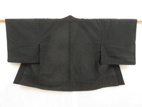 Photo1: 5531T01z250 Vintage Japanese Kimono Silk See through HAORI  Black (1)