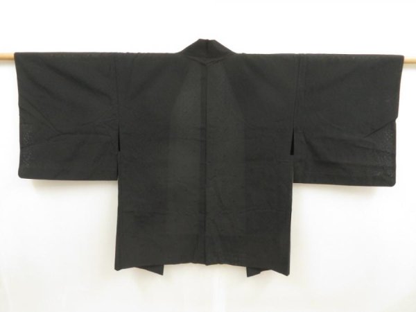 Photo4: 5531T01z250 Vintage Japanese Kimono Silk See through HAORI  Black (4)