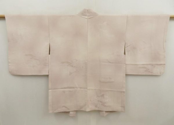Photo1: 5531T03z530 Vintage Japanese Kimono Silk HAORI Scenery Sand beige (1)