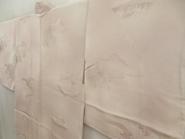 Photo2: 5531T03z530 Vintage Japanese Kimono Silk HAORI Scenery Sand beige (2)