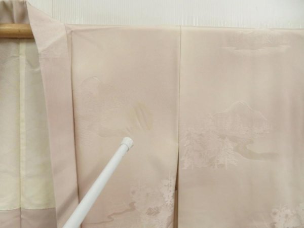 Photo6: 5531T03z530 Vintage Japanese Kimono Silk HAORI Scenery Sand beige (6)