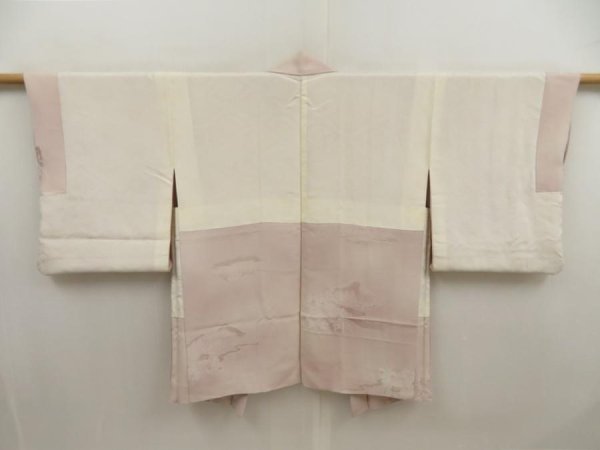 Photo7: 5531T03z530 Vintage Japanese Kimono Silk HAORI Scenery Sand beige (7)