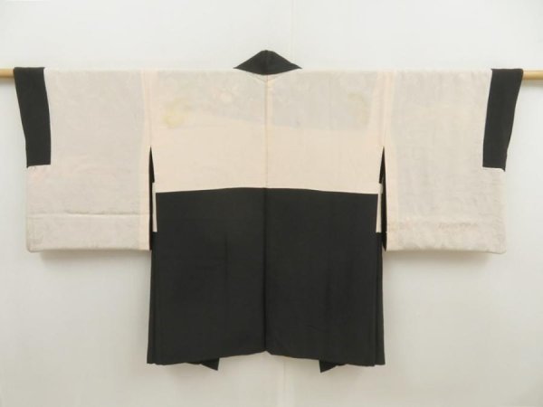 Photo8: 5531T04z670 Vintage Japanese Kimono Silk HAORI Chrysanthemum Black (8)