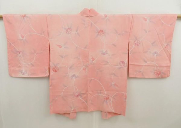 Photo1: 5531T06z530 Vintage Japanese Kimono Silk HAORI Flower Pink (1)