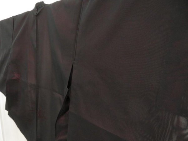 Photo2: 5531T07z240 Vintage Japanese Kimono Silk See through HAORI Maple Black (2)