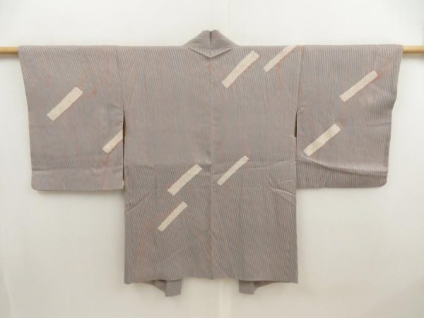 Photo1: 5531T09z580 Vintage Japanese Kimono Silk HAORI  Gray (1)