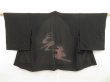 Photo1: 5531T10z290 Vintage Japanese Kimono Silk See through HAORI Wave Black (1)