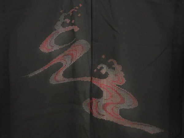Photo3: 5531T10z290 Vintage Japanese Kimono Silk See through HAORI Wave Black (3)