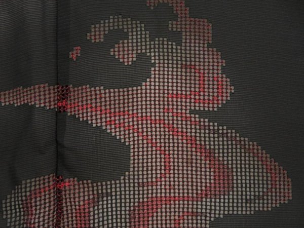 Photo4: 5531T10z290 Vintage Japanese Kimono Silk See through HAORI Wave Black (4)